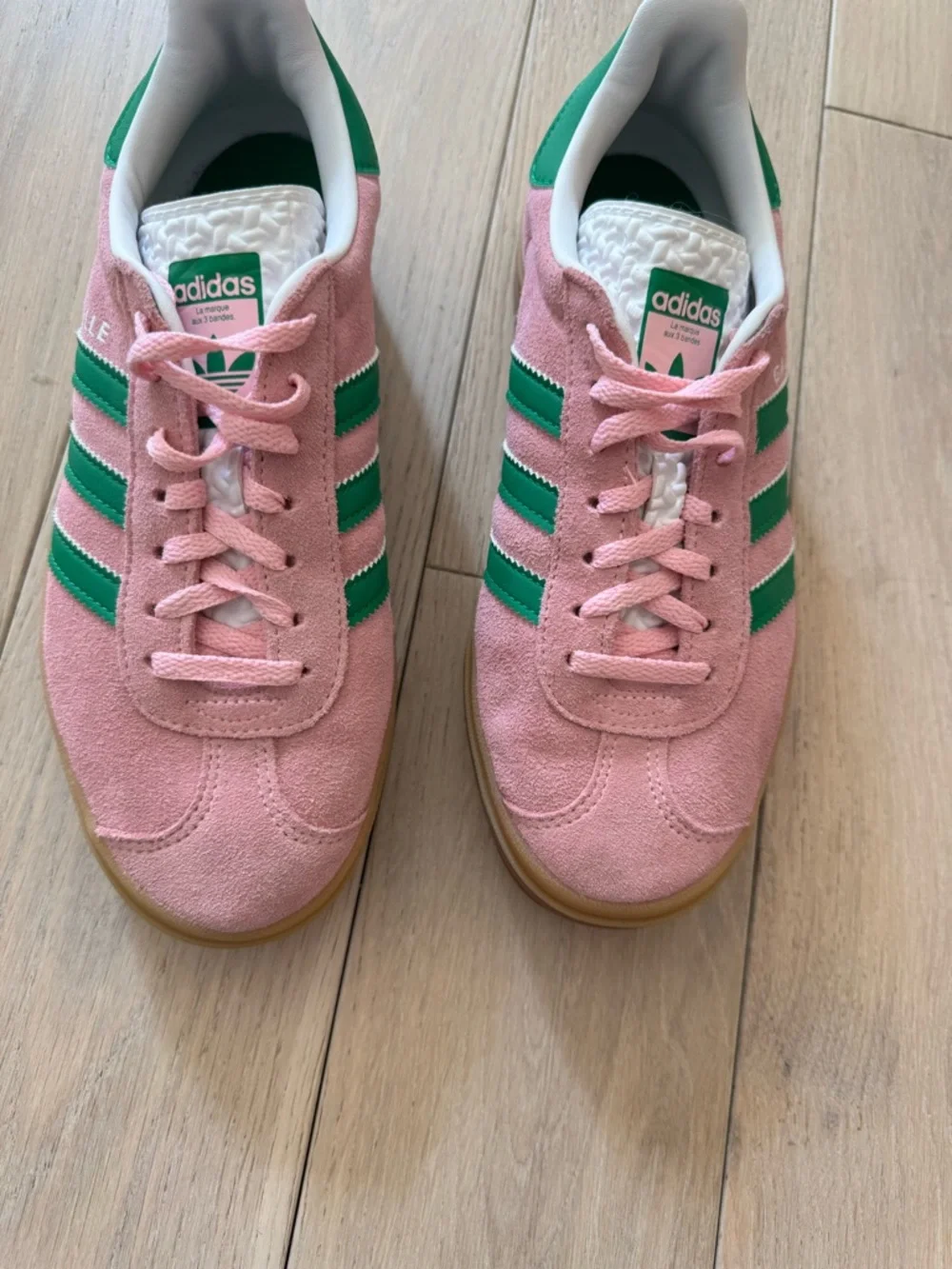 adidas Pink and Green Gazelle Platform Sneakers - Picture 7 of 9